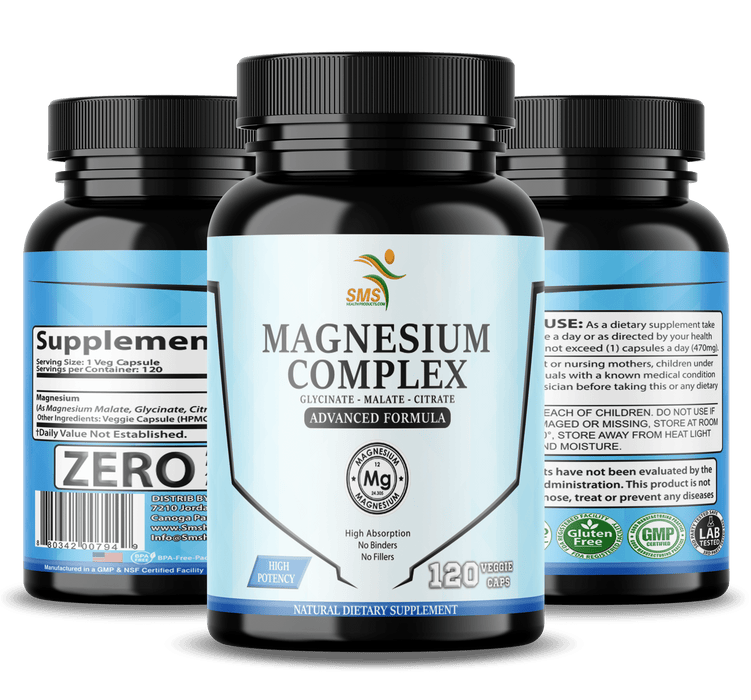 Magnesium Complex | 470mg of Magnesium Glycinate, Malate, & Citrate for Muscles, Nerves, & Energy | High Absorption | Vegan, Non-GMO | 120 Capsules