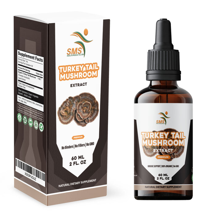 Turkey Tail Mushroom Drops (Trametes versicolor) | Alcohol-Free Tincture | Herbal Supplement | Vegan | 2 fl oz Liquid Extract