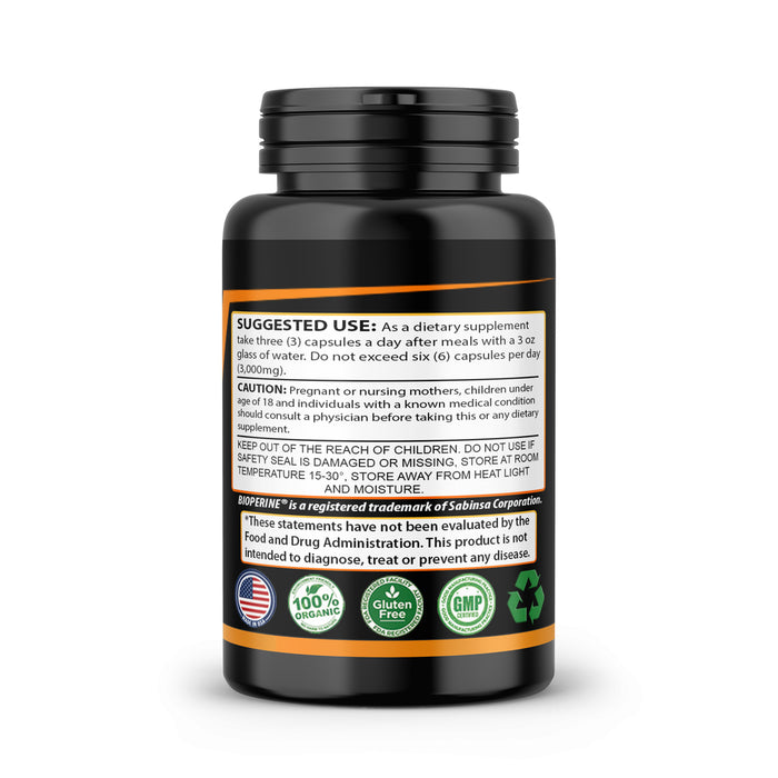 Turmeric Curcumin with BioPerine 1500mg - Natural Joint & Healthy Inflammatory Support with 95% Standardized Curcuminoids for Potency