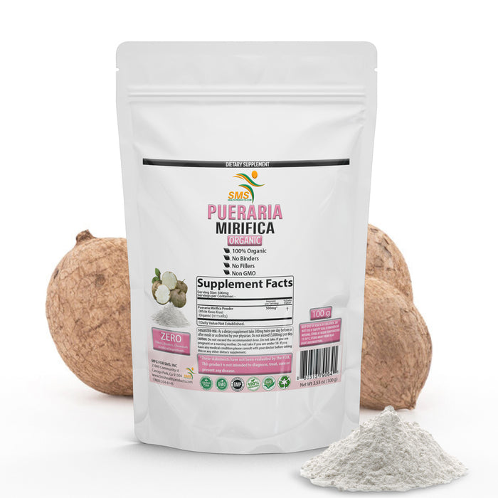Potent Pueraria Mirifica White Kwao Krua Kao Powder, Promotes Women's Health | Imported from Thailand | Organic, Non GMO, Gluten Free Supplement | by SMS