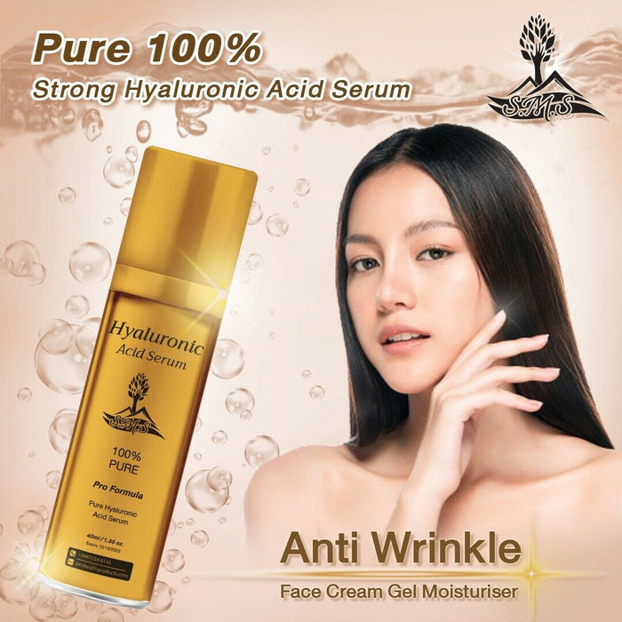 Strong Hyaluronic Acid Serum Anti Wrinkle Face Cream Gel Moisturiser Pure 100%